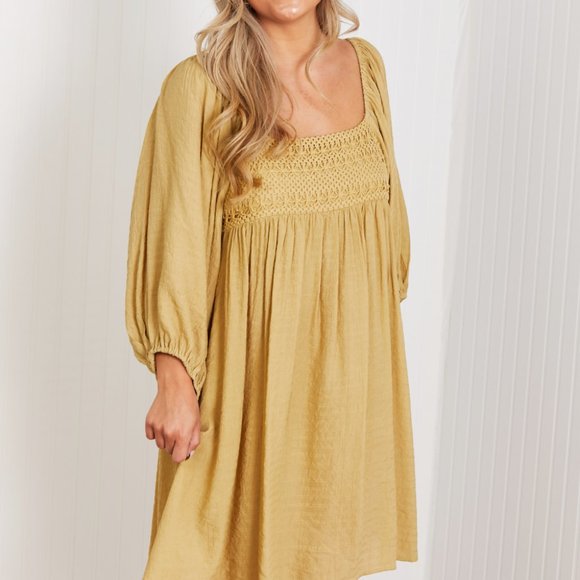 GeeGee Angel of Mine Full Size Crochet Yoke Mini Dress - Picture 3 of 6